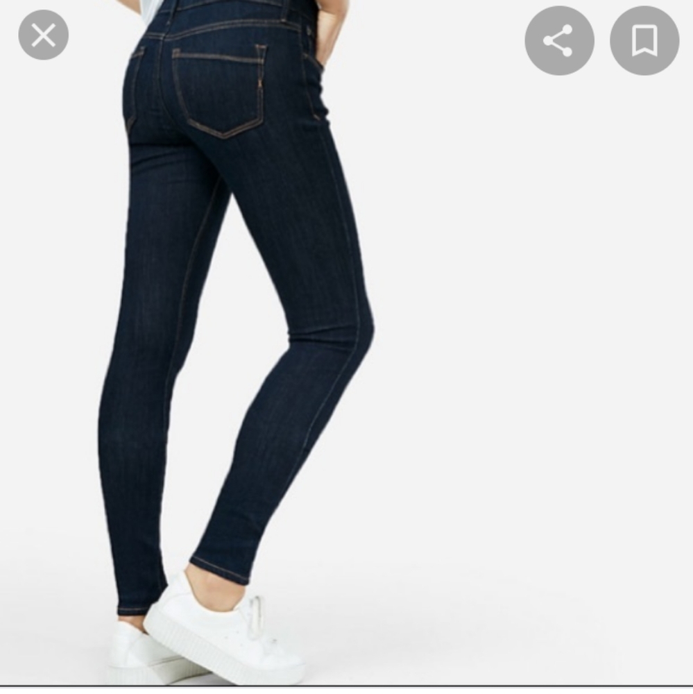 Express Zelda skinny jeans dark wash distressing L - Picture 1 of 6